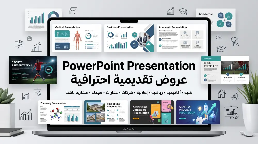 سأصمم عرضًا تقديميًا احترافيًا باستخدام PowerPoint في المجالات الطبية والأكاديمية والتجارية، مع تنسيق جذاب وإمكانية إضافة المراجع العلمية حسب الطلب.