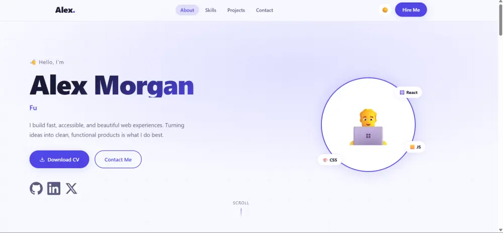 تصميم موقع شخصي (Portfolio) احترافي للمطورين والمستقلين