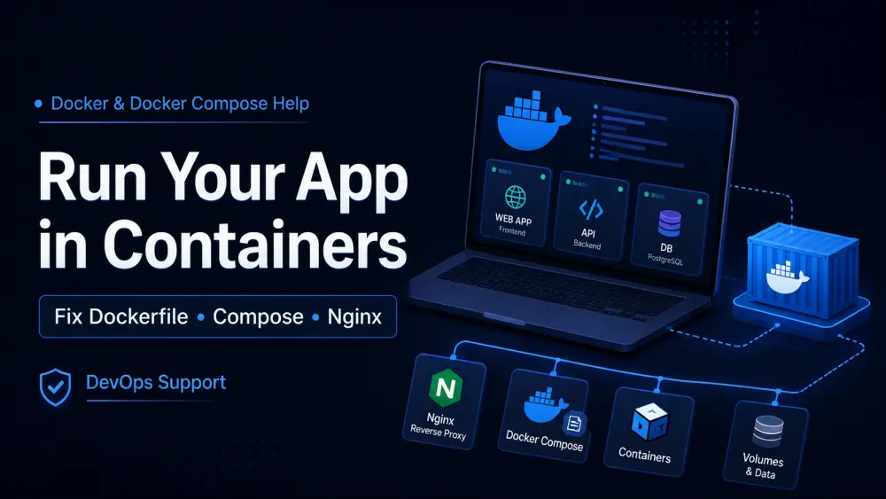 مراجعة Dockerfile أو Docker Compose وحل مشكلة تشغيل واحدة