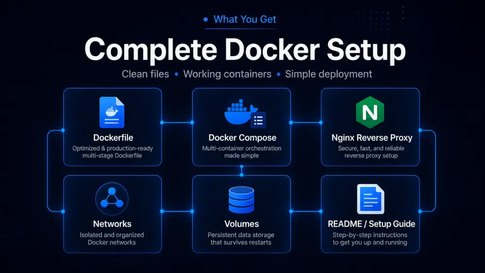 مراجعة Dockerfile أو Docker Compose وحل مشكلة تشغيل واحدة