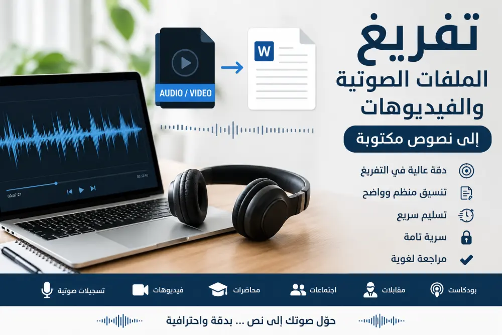 تفريغ المقاطع الصوتيه والفيديوهات الي نصوص مكتوبه