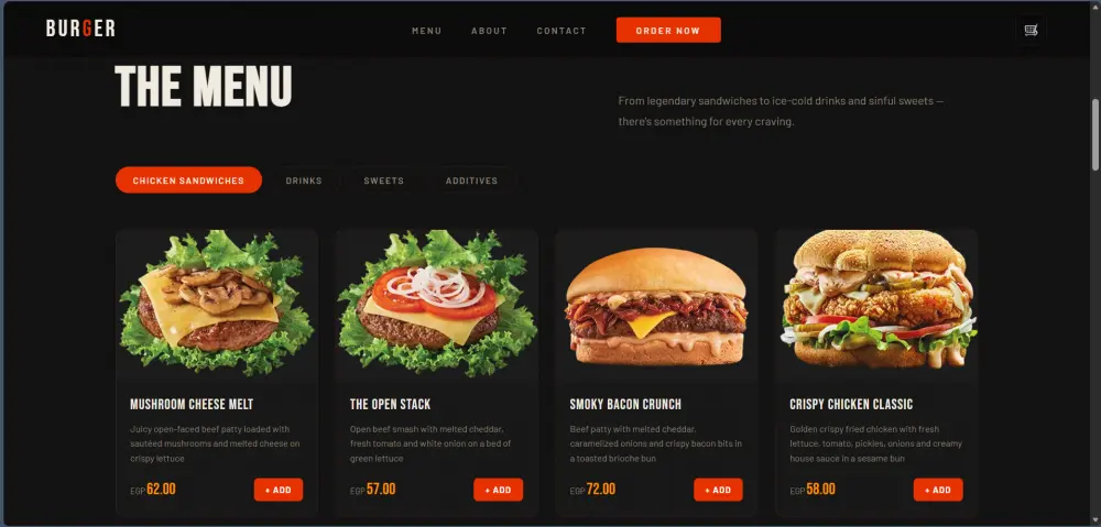تطوير موقع Burger