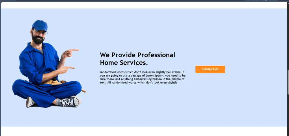 واجهة موقع خدمات صيانة منزلية (Landing Page) متجاوبة