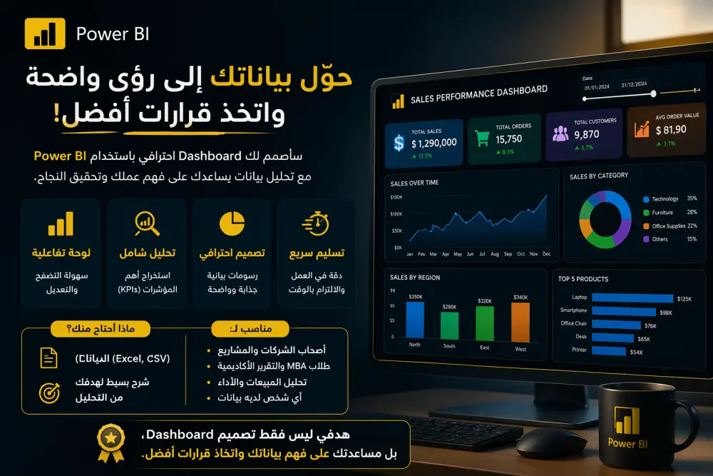 تصميم Dashboard تفاعلي بـ Power BI مع تحليل شامل للبيانات