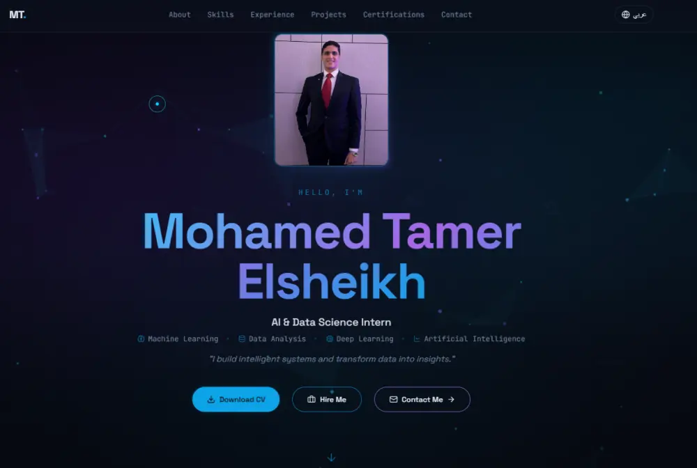 تصميم وبناء موقع بورتفوليو مكون من 6 أقسام برمجية