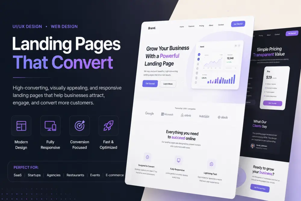 تصميم Landing Page احترافية لمشروعك أو منتجك.