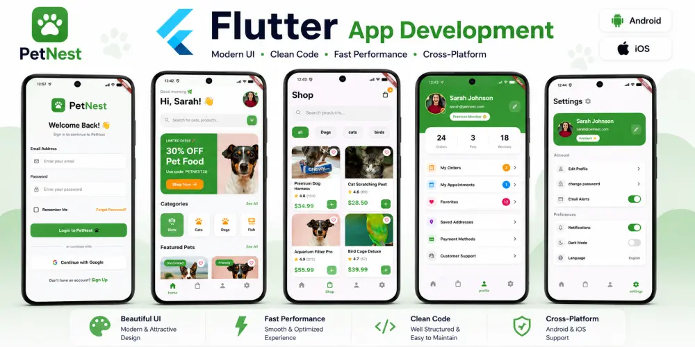 تطوير تطبيق Flutter احترافي للأندرويد وiOS