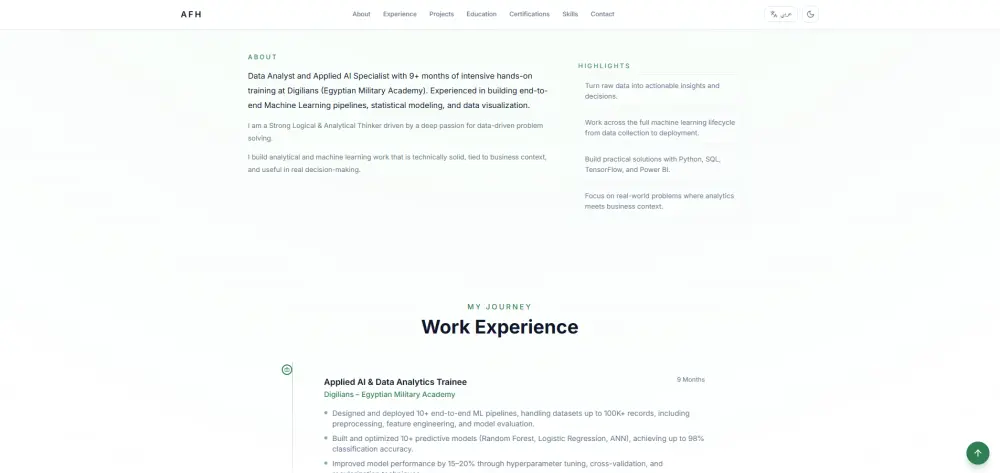 سأصمم لك موقع Portfolio احترافي بناءً على السيرة الذاتية CV