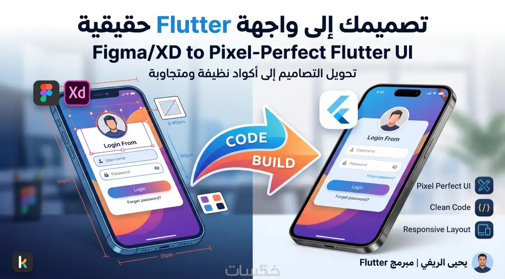 برمجة واجهات تطبيق Flutter (UI) من تصميم جاهز