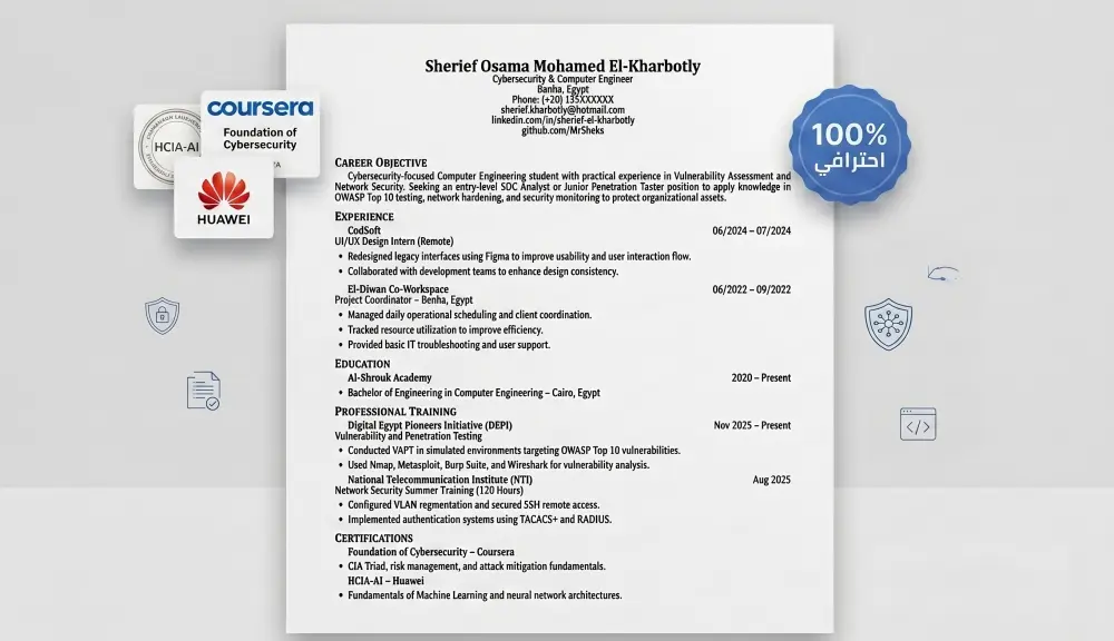 تصميم سيرة ذاتية (CV) احترافية متوافقة مع أنظمة الـ ATS