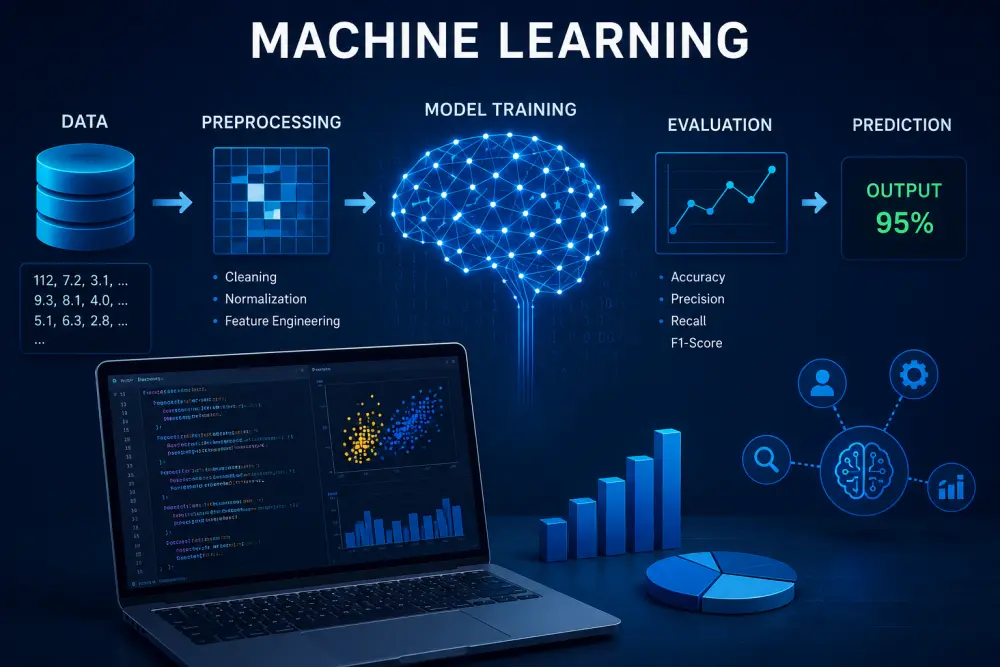 سأقوم ببناء نموذج Machine Learning احترافي باستخدام Python لتحليل بياناتك والتنبؤ بالنتائج بدقة مع تسليم الكود وشرح مبسط للنتائج.