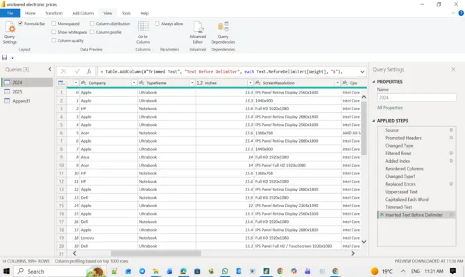 تنظيف ومعالجة البيانات (Data Cleaning) باستخدام Power BI أو Excel لتحويل البيانات الخام إلى بيانات منظمة وجاهزة للتحليل، مع تحسين جودة البيانات وإزالة الأخطاء والتكرارات لضمان دقة النتائج.
