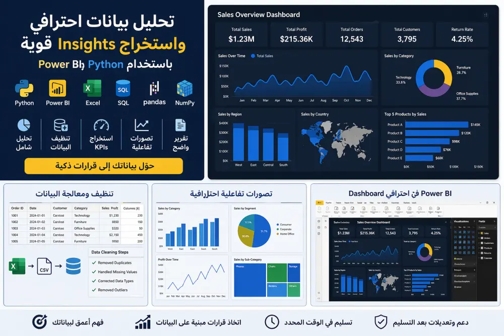 تحليل بياناتك وبناء Dashboard احترافي باستخدام Power BI وPython