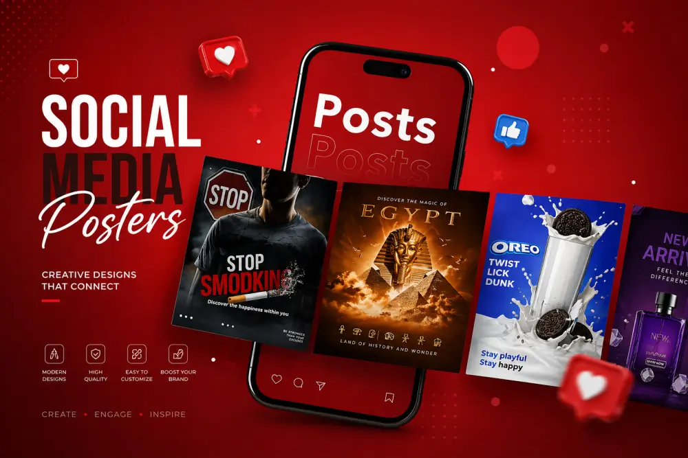 تصميم بوسترات وتصاميم سوشيال ميديا