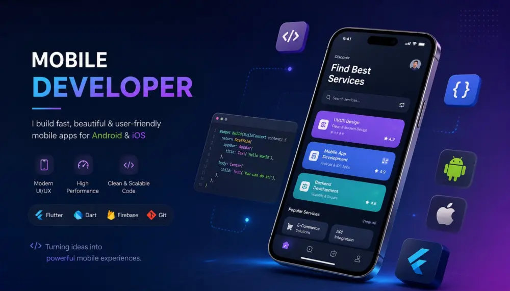 تصميم وبرمجة تطبيقات موبايل Android و Flutter بجودة عالية