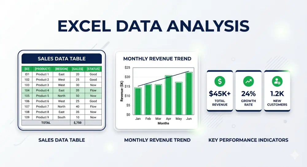 سأحلل بياناتك على Excel وأستخرج مؤشرات وتقارير واضحة