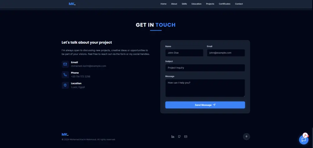 تصميم موقع شخصي Personal Portfolio