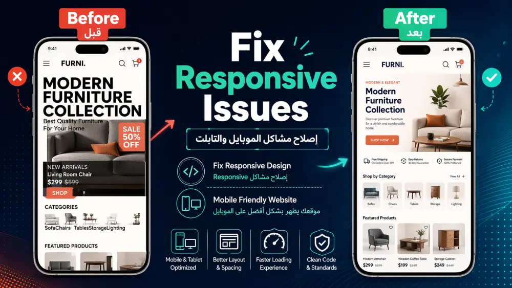 إصلاح مشاكل Responsive Design و CSS في موقعك ليظهر بشكل احترافي على جميع الأجهزة