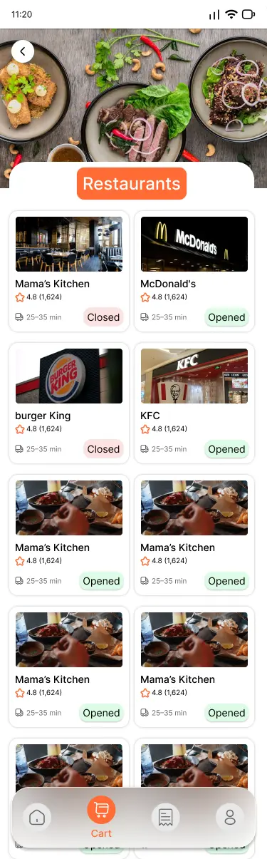 تصميم تطبيق توصيل طعام (Food Delivery) متكامل واحترافي UI/UX