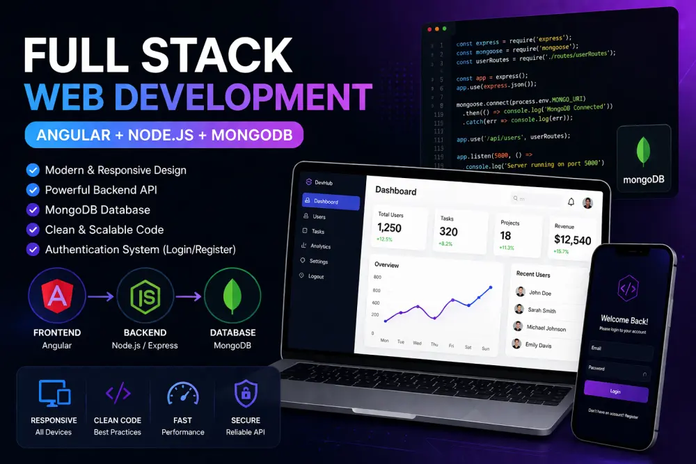 إنشاء موقع ويب متكامل Full Stack باستخدام Angular و Node.js