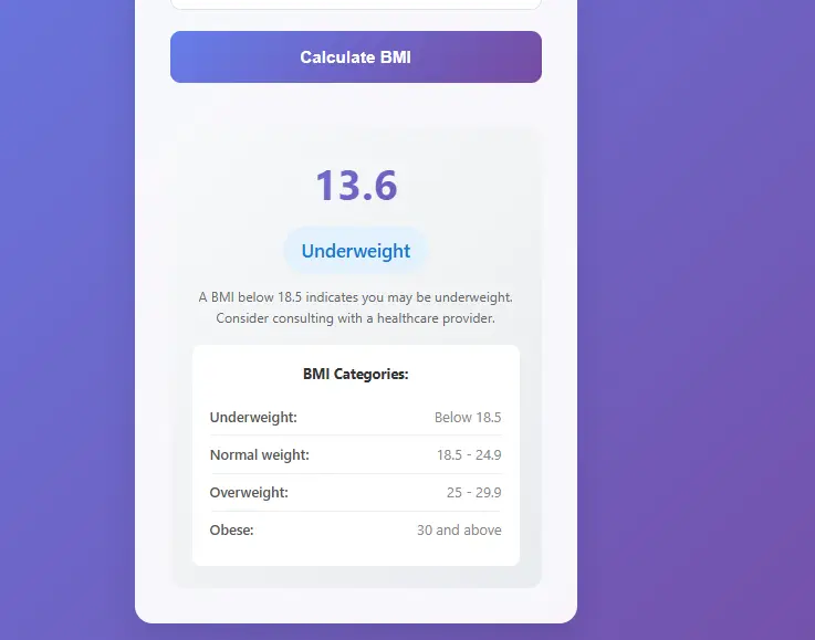 تصميم وبرمجة حاسبة مؤشر كتلة الجسم (BMI) احترافية للمواقع والتطبيقات