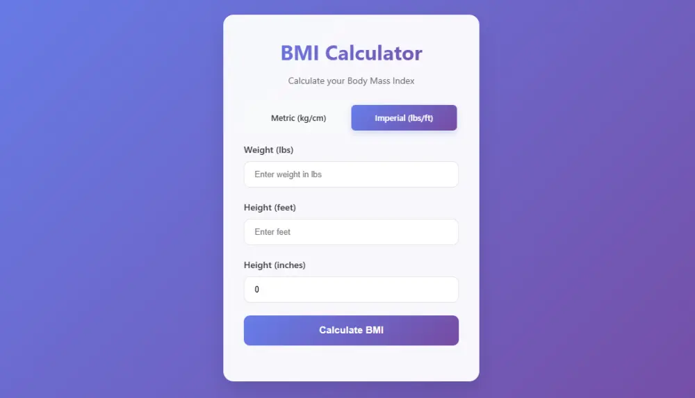 تصميم وبرمجة حاسبة مؤشر كتلة الجسم (BMI) احترافية للمواقع والتطبيقات