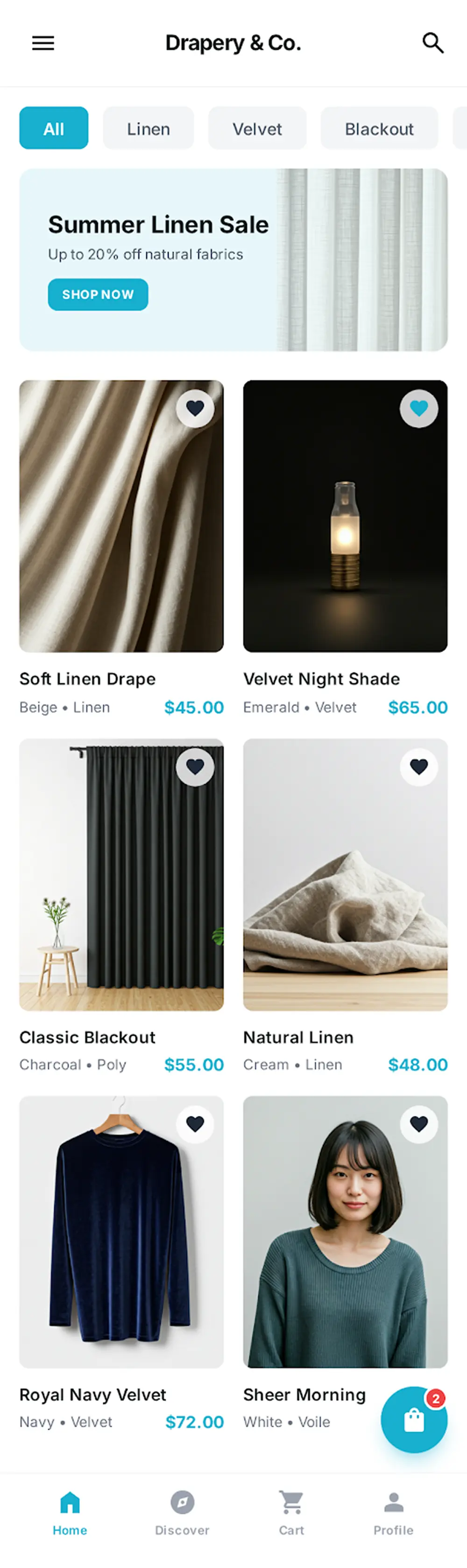 Curtain Shop Mobile App UI/UX Design