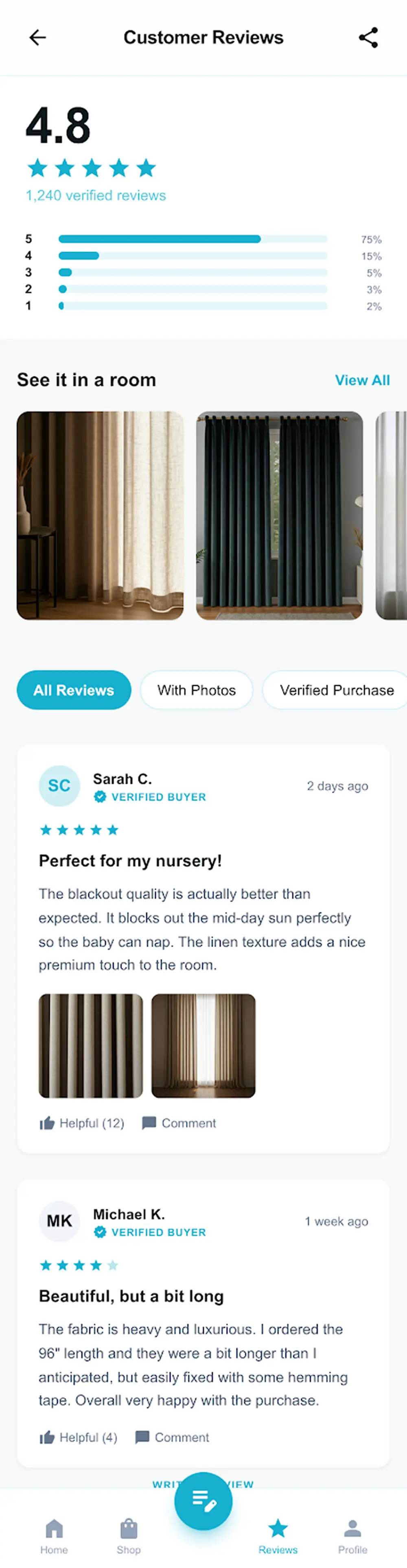 Curtain Shop Mobile App UI/UX Design