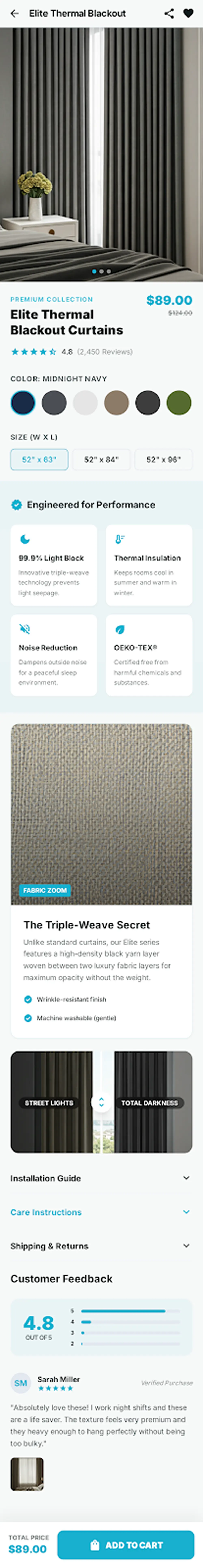 Curtain Shop Mobile App UI/UX Design