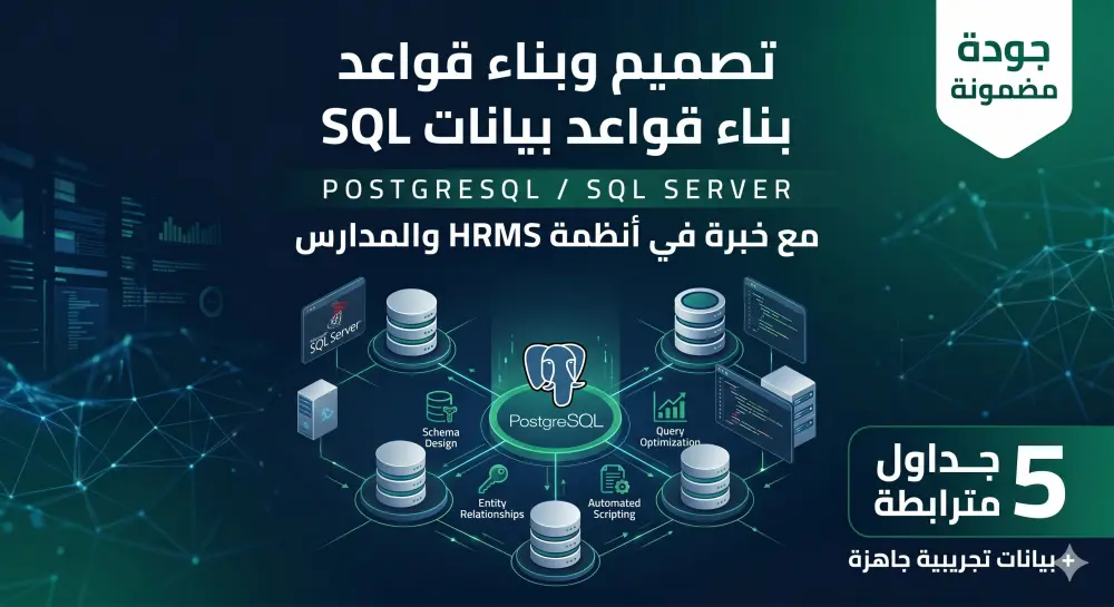 تصميم وبناء قواعد بيانات SQL احترافية (PostgreSQL / SQL Server)