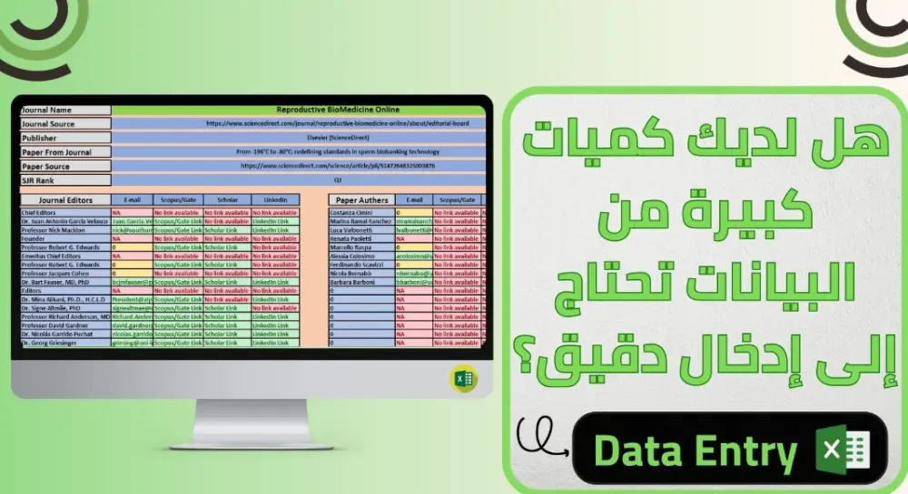 ادخال البيانات علي اكسيل وتنسيقها | Excel Data Entry
