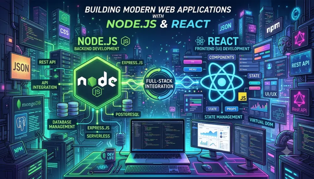 تطوير تطبيقات ويب متكاملة واحترافية باستخدام Node.js و React