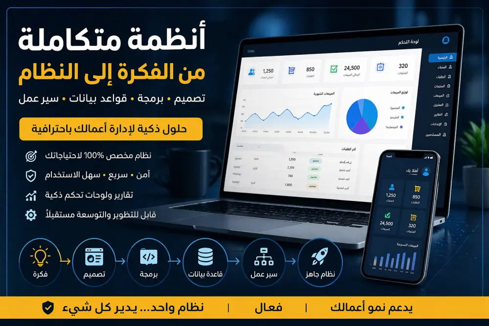 إنشاء نظام إدارة أعمال كامل ومخصص من الصفر (تصميم + برمجة + قواعد بيانات)