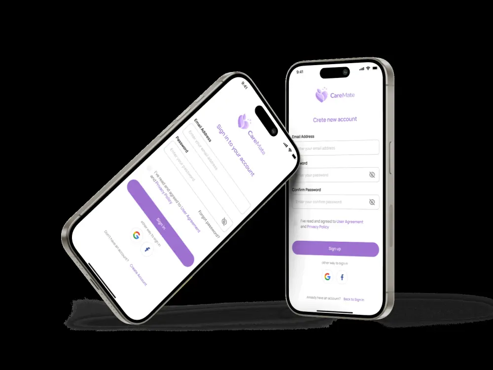 تصميم شاشتي Login و Sign Up لتطبيق موبايل على Figma
