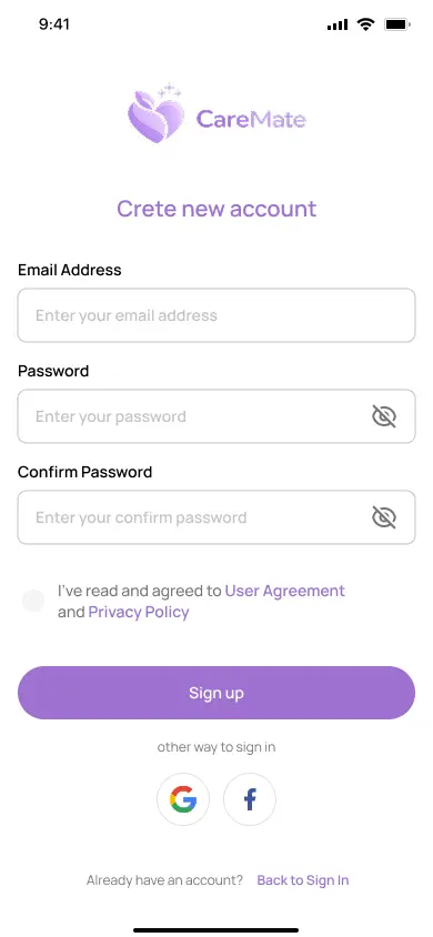 تصميم شاشتي Login و Sign Up لتطبيق موبايل على Figma