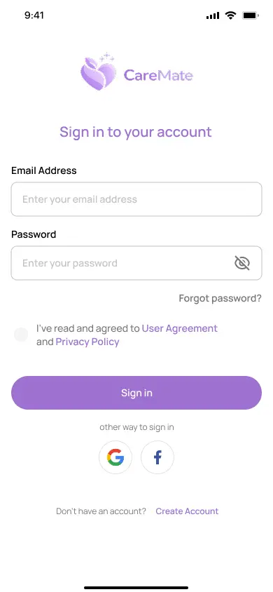 تصميم شاشتي Login و Sign Up لتطبيق موبايل على Figma