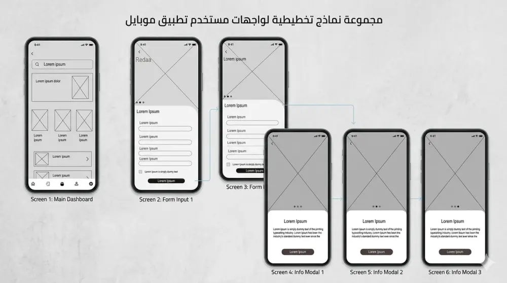 تصميم wireframe احترافي لتطبيقات ومواقع الويب UI/UX