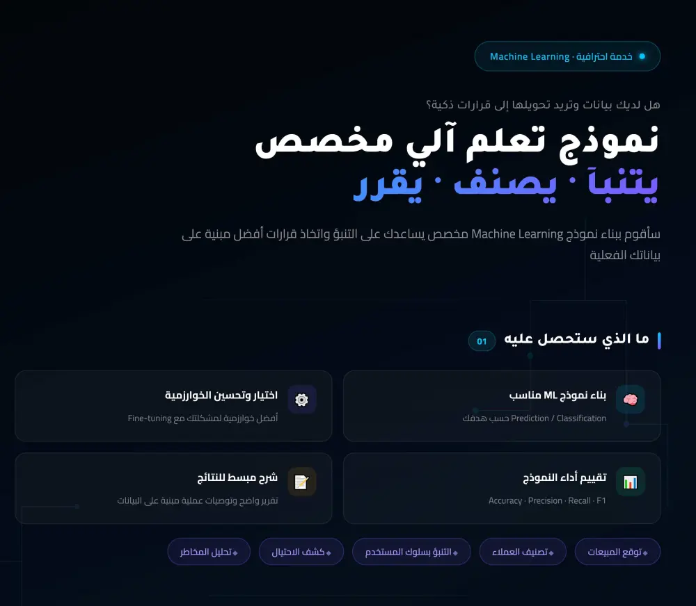 بناء نموذج Machine Learning لتحليل البيانات والتنبؤ لدعم قرارات البزنس
