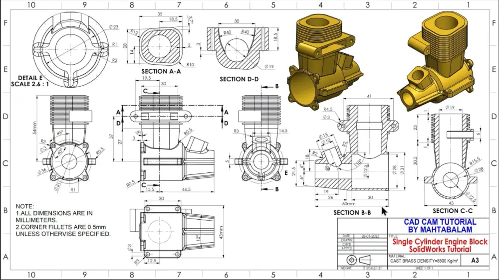 تصميم هندسي ونمذجة 3D احترافية باستخدام برنامج SolidWorks.