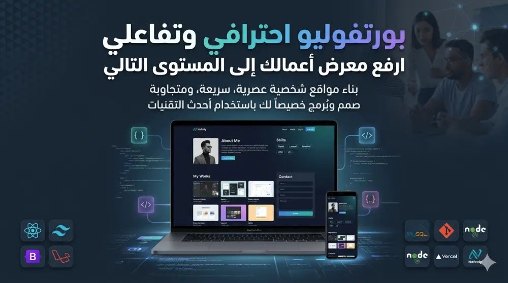 بناء بورتفوليو (معرض أعمال) احترافي وتفاعلي باستخدام React & Laravel.