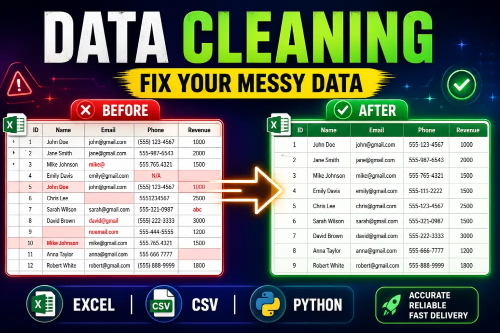 تنظيف ومعالجة البيانات باحترافية باستخدام Python (Excel / CSV)