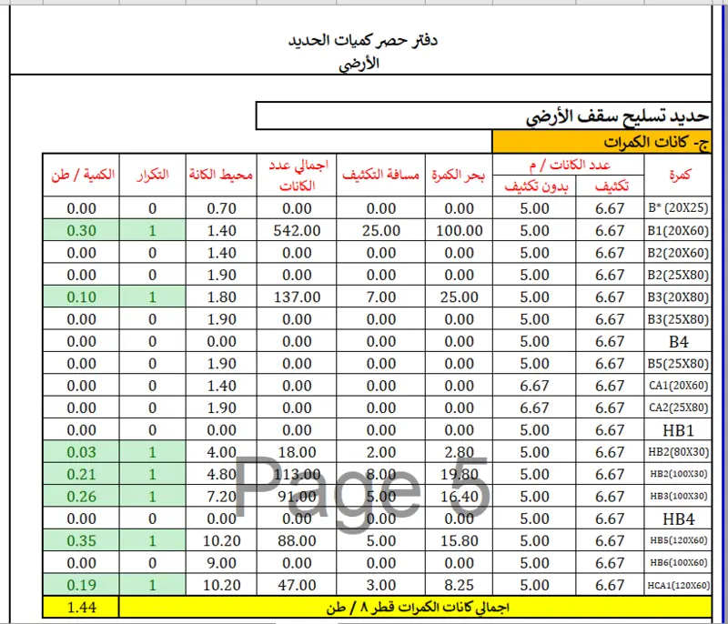 إعداد حصر كميات إنشائي احترافي خرسانة وحديد ومباني