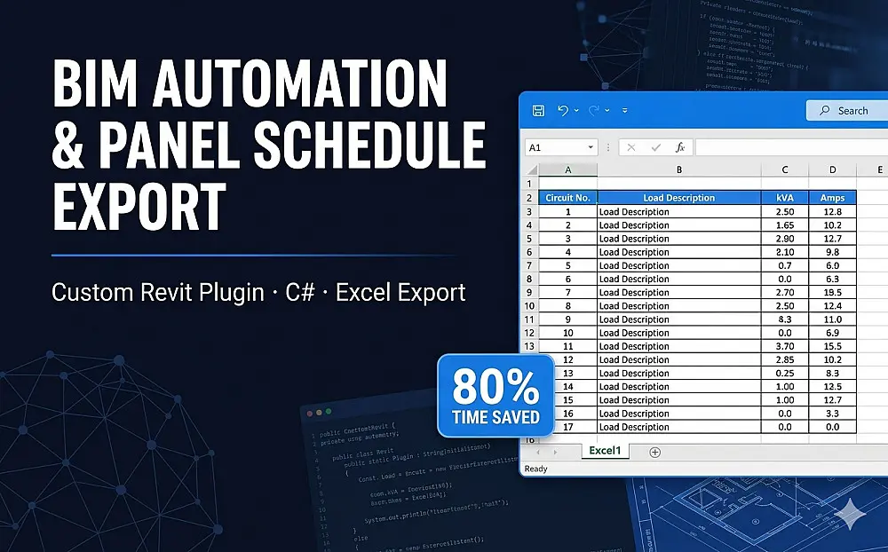 سأقوم ببناء إضافة Revit تولد جداول لوحات الكهرباء تلقائياً وتصدرها Excel