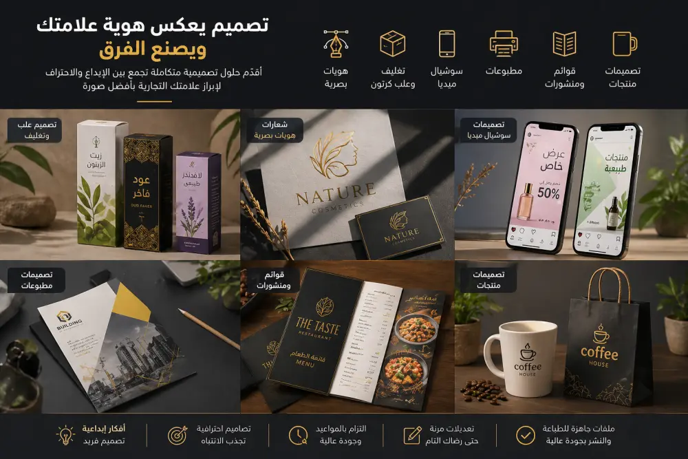 أقدّم تصميمات احترافية جاهزة للتنفيذ تعكس هوية منتجك وتمنحه مظهرًا جذابًا يلفت الانتباه.