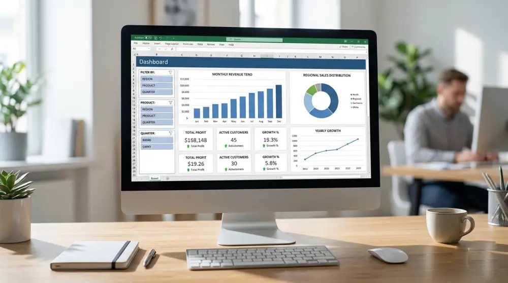 تصميم داشبورد إكسل (Excel) تفاعلي واحترافي لبياناتك