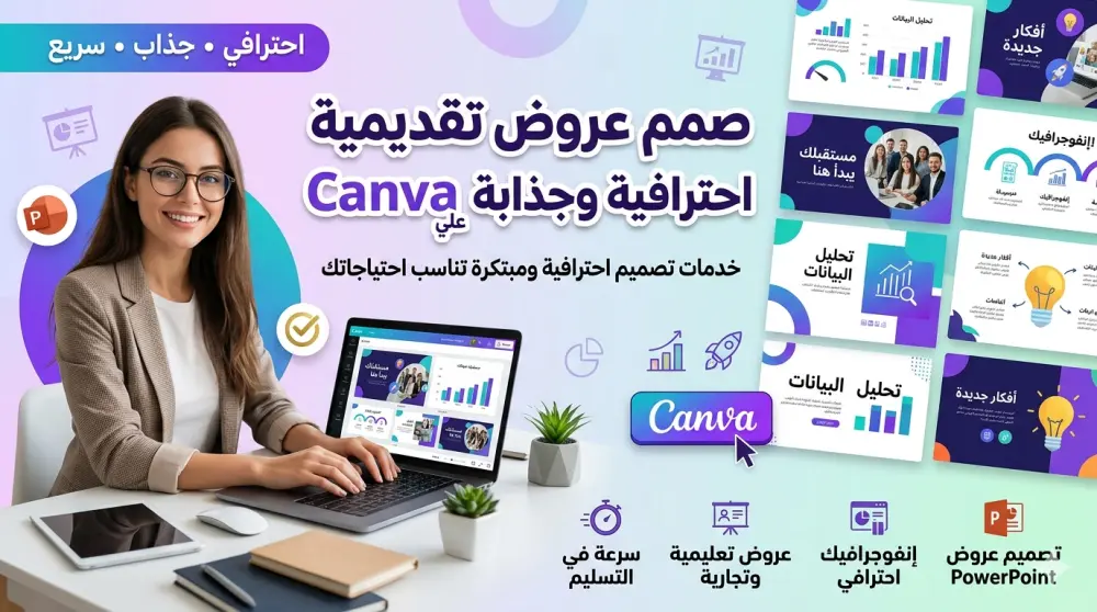 تصميم عروض تقديمية احترافية Presentation باستخدام Canva أو PowerPoint