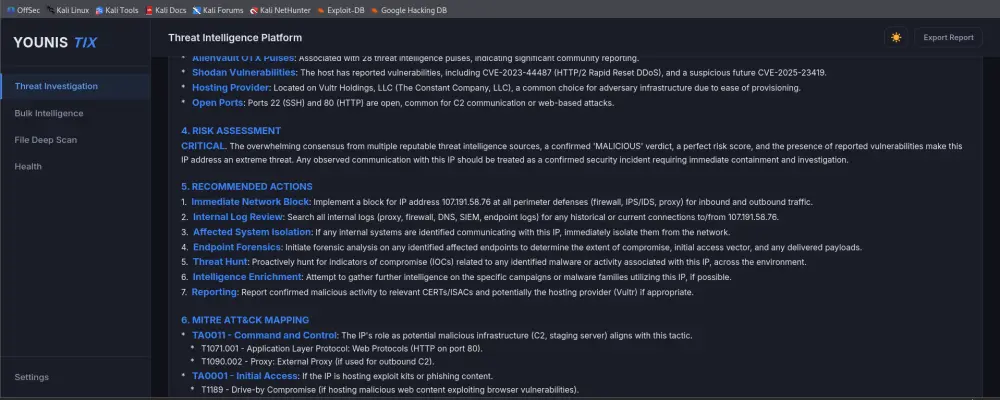 Threat Intelligence Platform (Soc Investigation Tool)