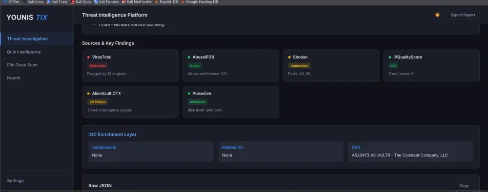 Threat Intelligence Platform (Soc Investigation Tool)