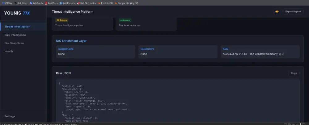 Threat Intelligence Platform (Soc Investigation Tool)