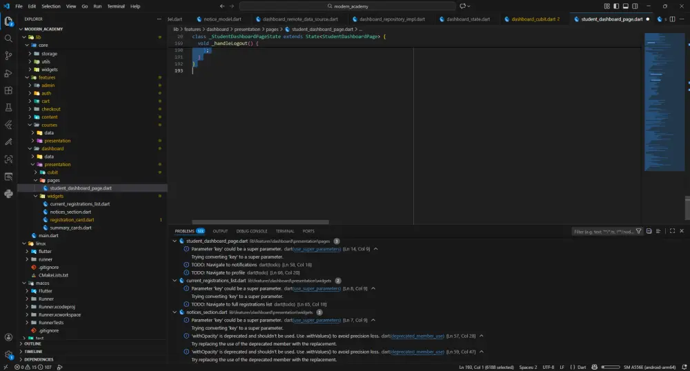 سأقوم بإصلاح أخطاء (Bugs) في تطبيق Flutter وتحسين الأداء بشكل احترافي